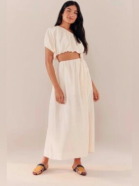 bicolor guipure one-shoulder maxi dress FARM Rio | Dresses | Bicolor Guipure Oneshoulder Maxi Dress